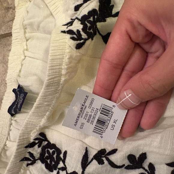 Aerie Off-Shoulder Blouse with Black Embroidery - Picture 3 of 5